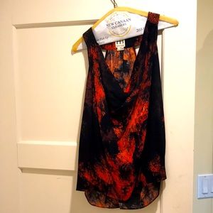 Haute Hippie Red/Black Silk Top Tank Blouse